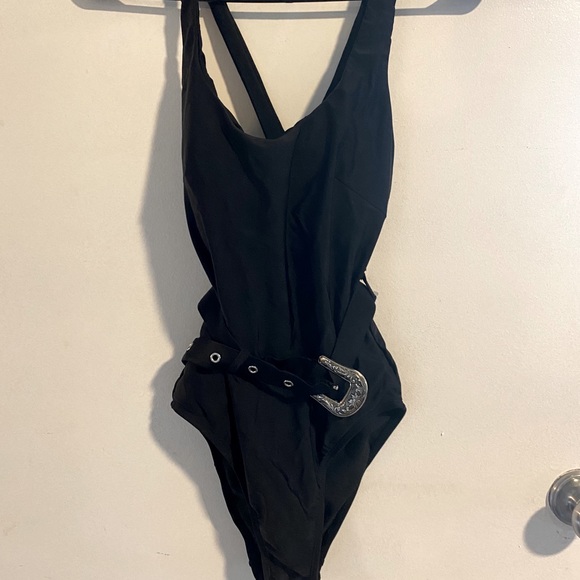 NWT Black Belted Bathing Suit - Picture 1 of 5